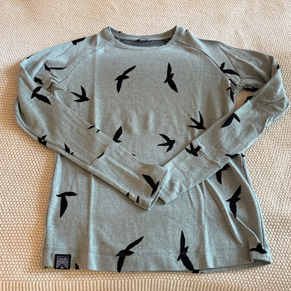 Oiselle Mint and Black Wazzie Wool Long Sleeve